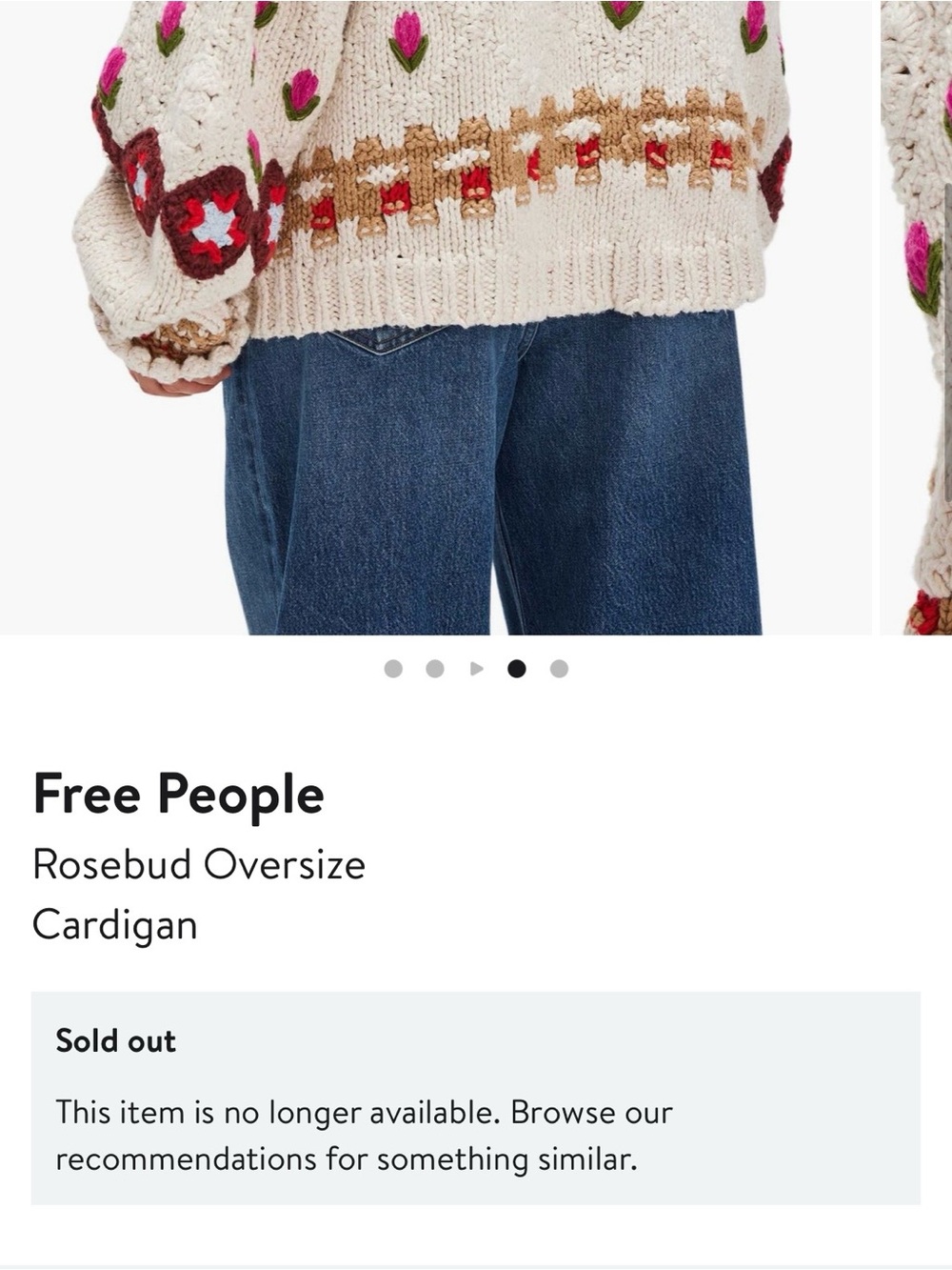 Free People Rosebud Oversize Cardigan - Picture 4 of 5